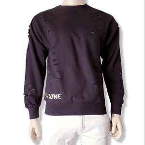 Black Distressed & Gold "Throne" Print Crewneck Sweatshirt By Brooklyn Crossing